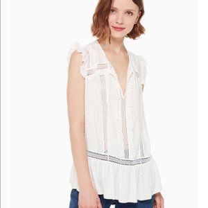 Kate Spade Swiss Dot Lace Ruffle Peplum Top